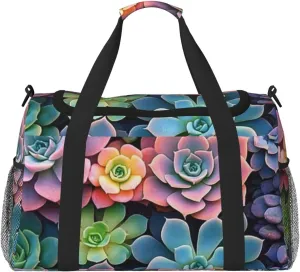 Colorful Succulent Travel Duffel Bag Tote Bag Sports Gym Bag For Women And Men
