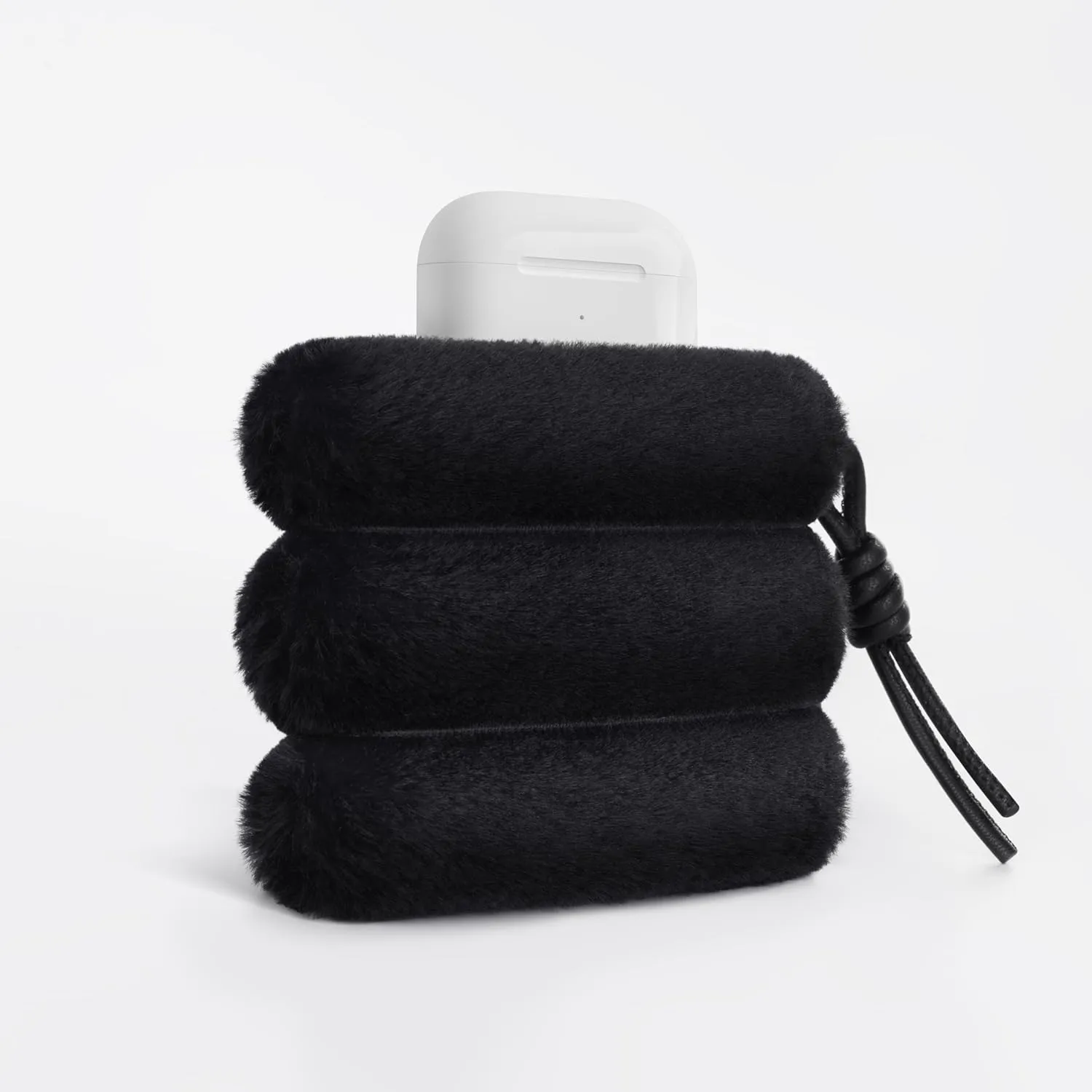 Comfyable Faux Fur Cute Coin Purse Pouch Change Holder For Women, Small Organizer with Magnetic Closure, Lanyard, Storage for Airpods, USB Flash Drive, Lipstick, Card, Key, Daily Items, Black
