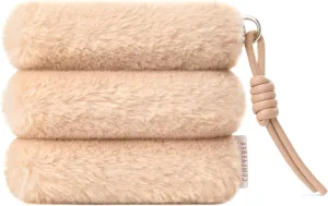 Comfyable Faux Fur Cute Coin Purse Pouch Change Holder For Women, Small Organizer with Magnetic Closure, Lanyard, Storage for Airpods, USB Flash Drive, Lipstick, Card, Key, Daily Items, Camel