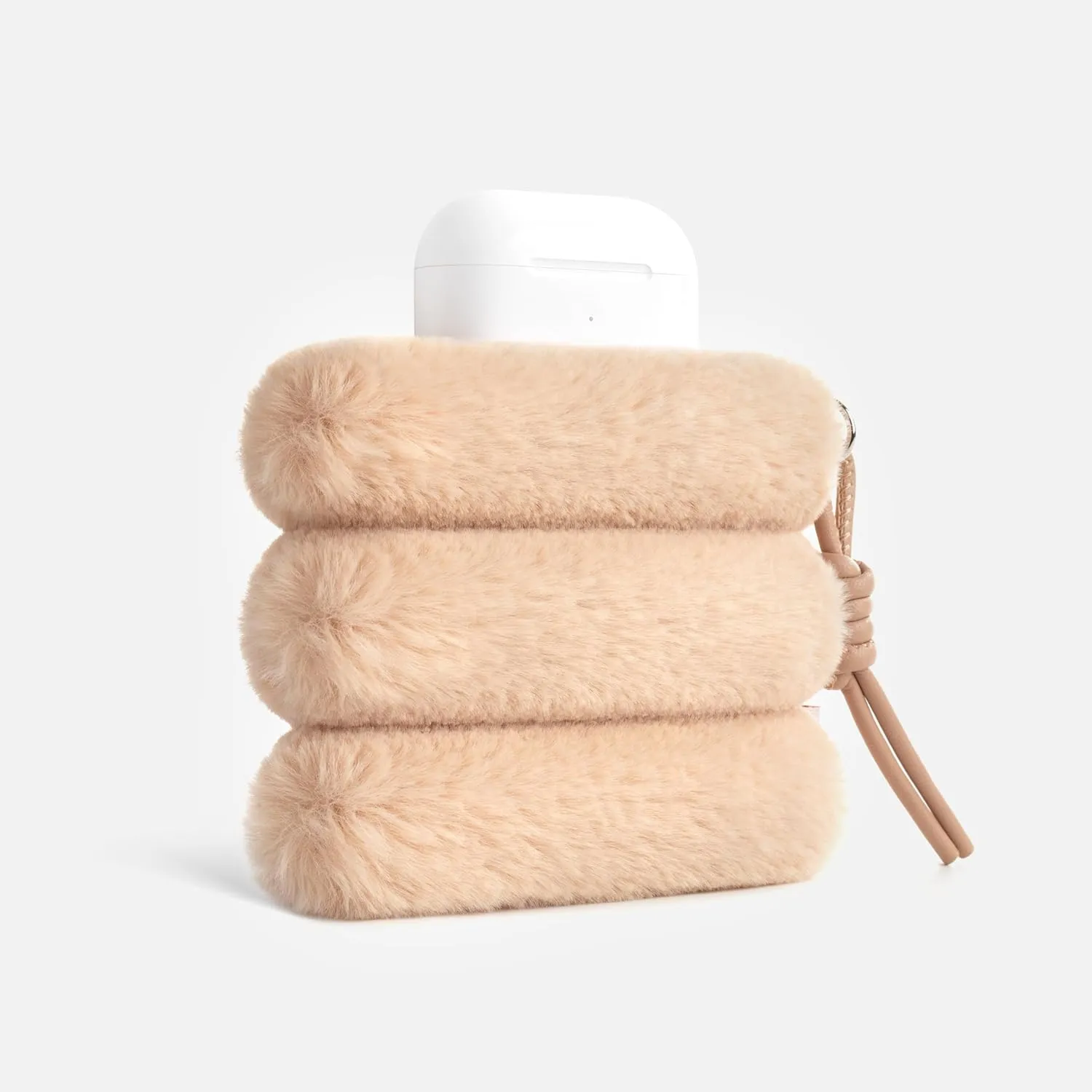 Comfyable Faux Fur Cute Coin Purse Pouch Change Holder For Women, Small Organizer with Magnetic Closure, Lanyard, Storage for Airpods, USB Flash Drive, Lipstick, Card, Key, Daily Items, Camel