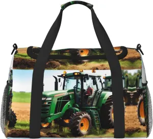 Company Farm Tractor print Large Canvas Travel Duffel Bag Weekender Bags for Women Overnight Bag Carry On Tote Bag