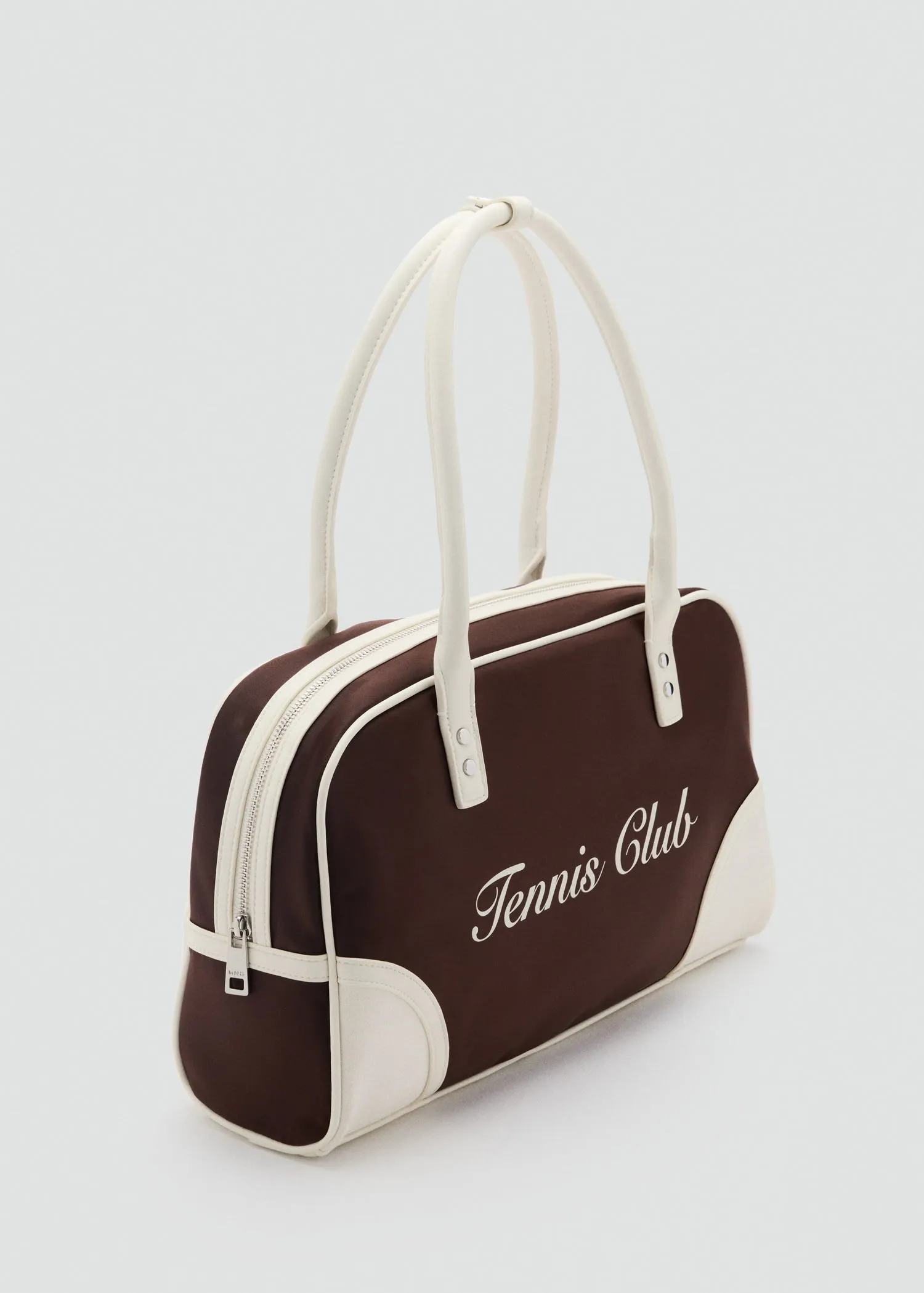 Contrast shoulder bag with printed message