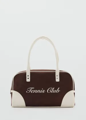 Contrast shoulder bag with printed message