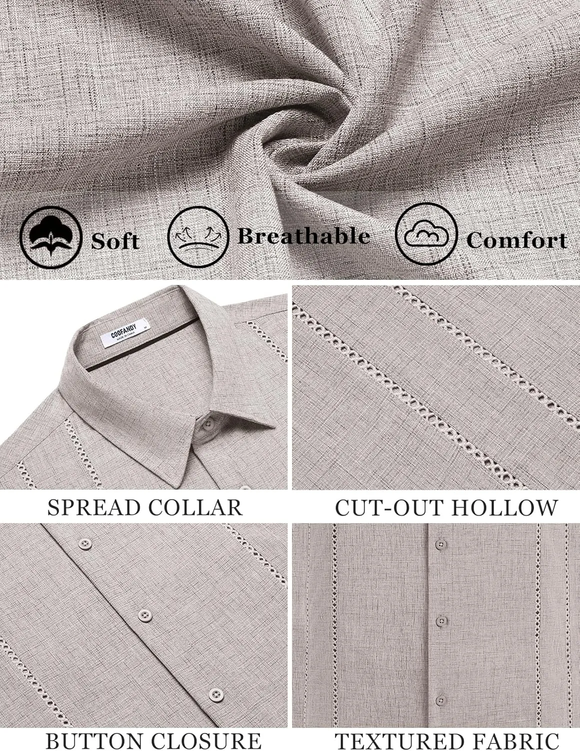 COOFANDY Men's Cuban Guayabera Shirt Casual Short Sleeve Button Down Shirts Summer Beach Shirts