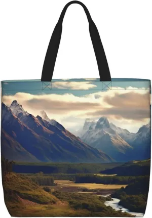 Cook National Park Mountain Landscape Tote Bag for Women Hobo Handbags with Zipper Large Shoulder Bag Shopping Bags Travel Purse