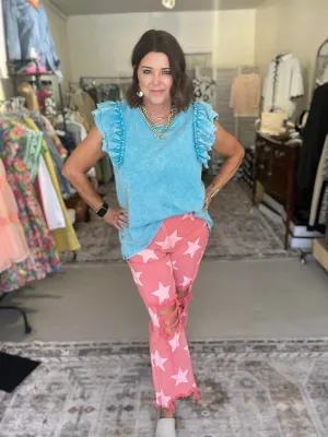 CORAL STAR CROPPED DENIM