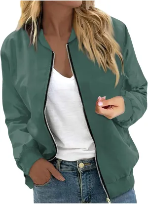 COTECRAM Bomber Jacket Women 2024 Causal Floral Zip Up Coats Long Sleeve Stand Collar Fall Jackets Lightweight Outerwear Tops