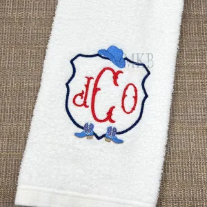 Cowboy Boots and Hat Simple Crest Embroidery Design, Rodeo Embroidery Design, Fill Stitch