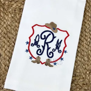 Cowboy Boots Hat and Stars Crest Embroidery Design, Rodeo Embroidery Design, Satin and Fill Stitch