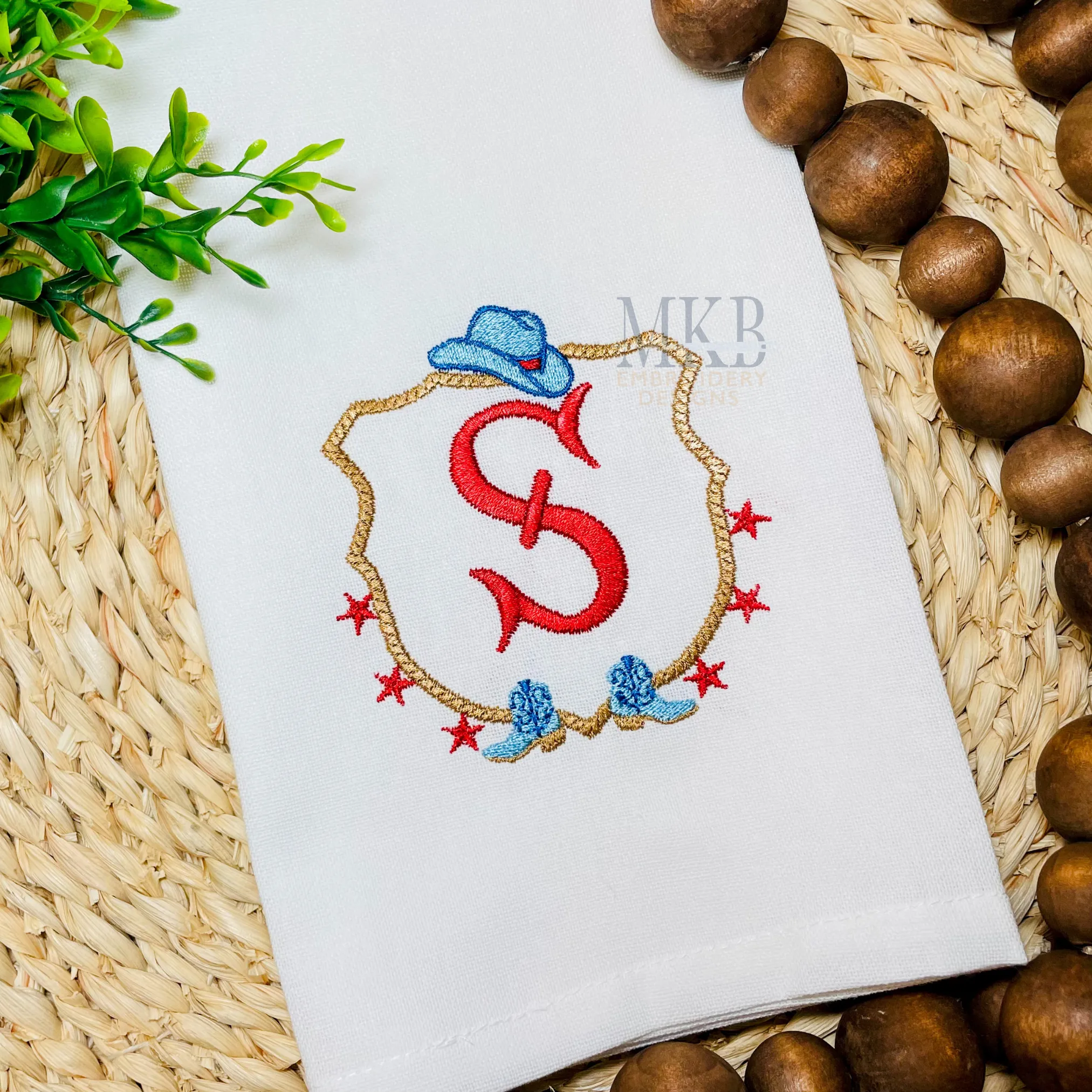 Cowboy Boots Hat and Stars Crest Embroidery Design, Rodeo Embroidery Design, Satin and Fill Stitch