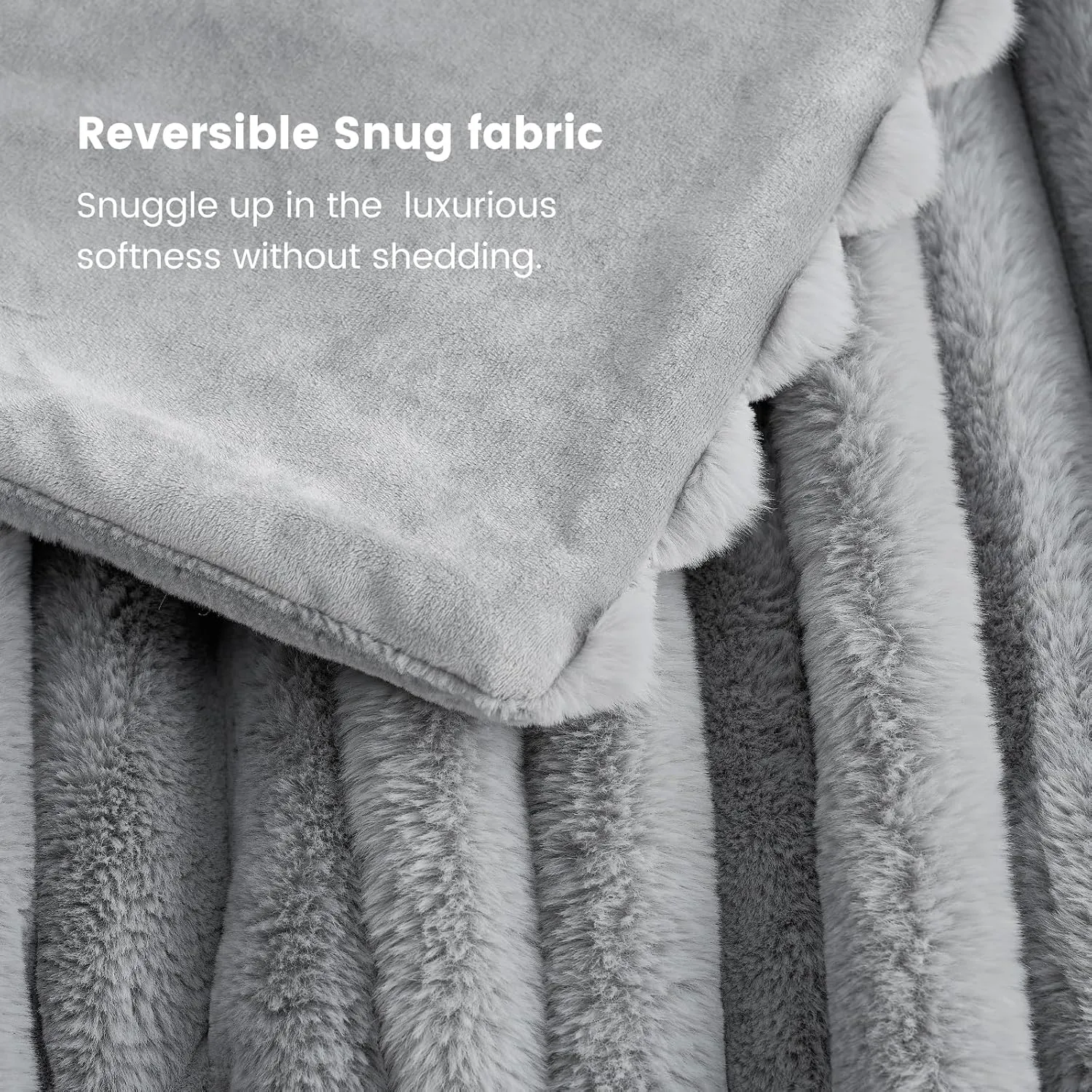 Cozy Bliss Faux Fur Throw Blanket for Couch, Cozy Warm Plush Striped Blanket for Sofa Bedroom Living Room,60 * 80 Inches Grey