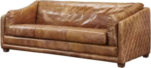 Crafters and Weavers Waco Contemporary Italian Leather Sofa in Light Brown