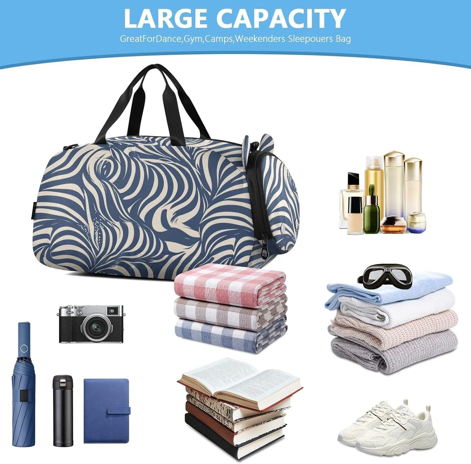 Cross Body Purse with Shoes Compartment Fashion Handbags for For Hiking Traveling