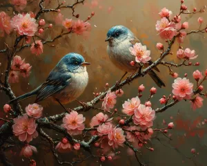 Cross-Stitch Stamped Kits, Birds' Love Song at Dusk, Embroidery Crafts Needlepoint Kit, Beginners Starter Kits, DIY Handmade Gifts 11CT 3 Strands 16x20 inch