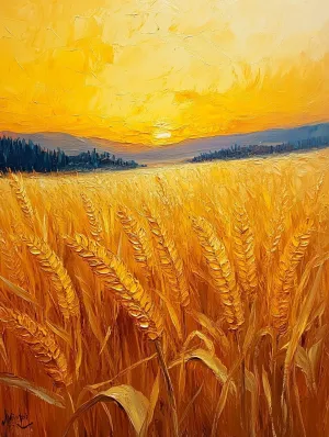 Cross-Stitch Stamped Kits, Golden Cornfield at Dusk, Embroidery Crafts Needlepoint Kit, Beginners Starter Kits, DIY Handmade Gifts 11CT 3 Strands 16x20 inch