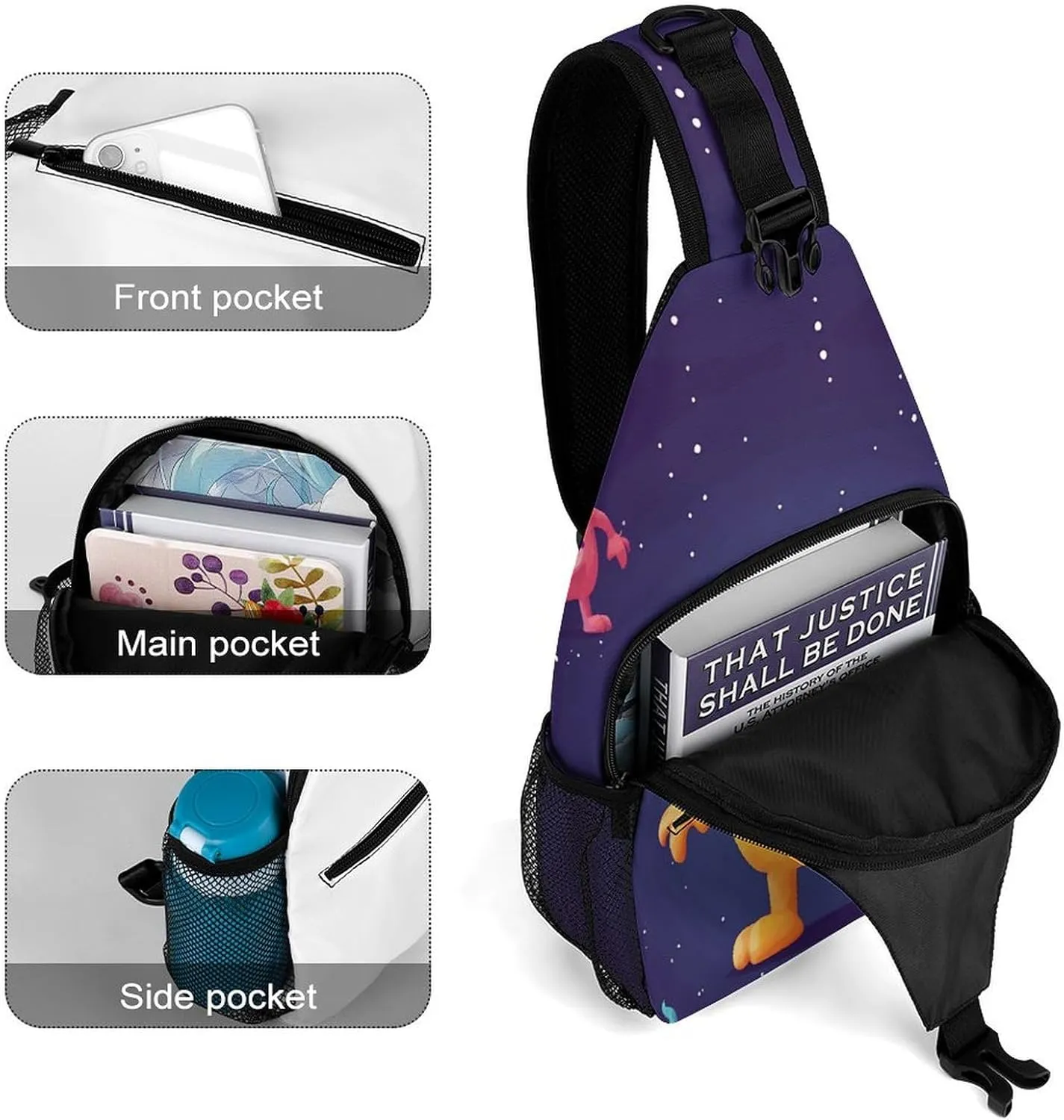 Crossbody Bag for Women Men Chest Bag Cartoon Alpaca Cute Animal Sling Bag Crossbody Shoulder Bag Sling Backpack