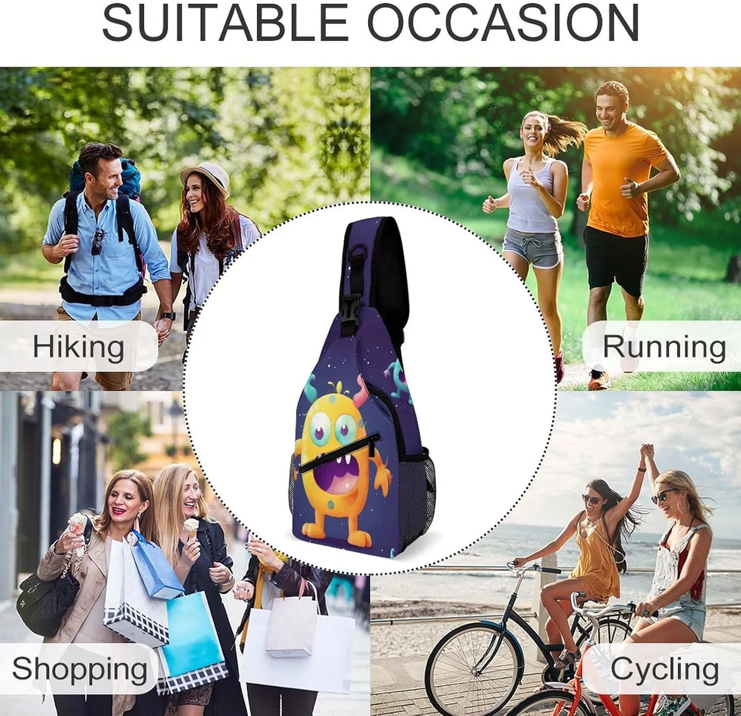 Crossbody Bag for Women Men Chest Bag Cartoon Alpaca Cute Animal Sling Bag Crossbody Shoulder Bag Sling Backpack