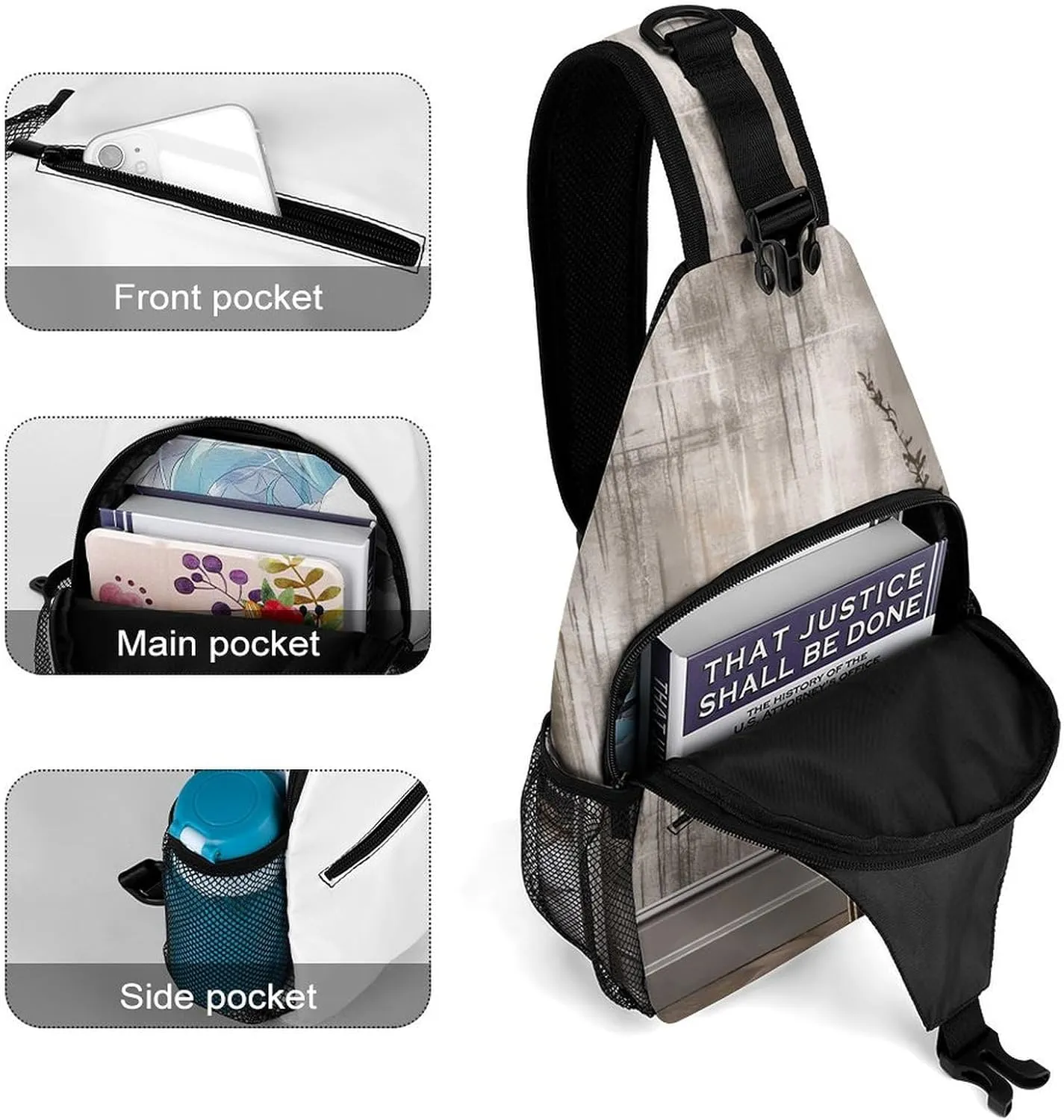 Crossbody Bag for Women Men Chest Bag Floating in The Sling Bag Crossbody Shoulder Bag Sling Backpack