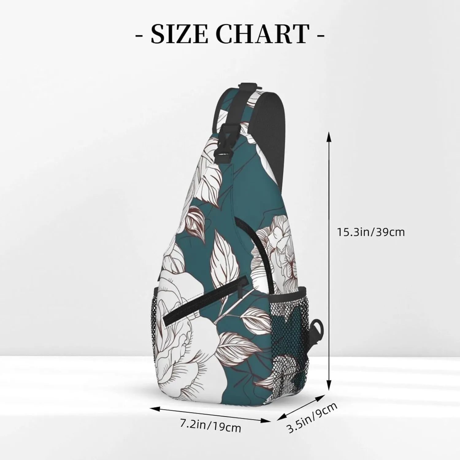 Crossbody Bag for Women Men Line Floral Rose Flowers Design Chest Bag Crossbody Sling Bag Adjustable Shoulder Bag