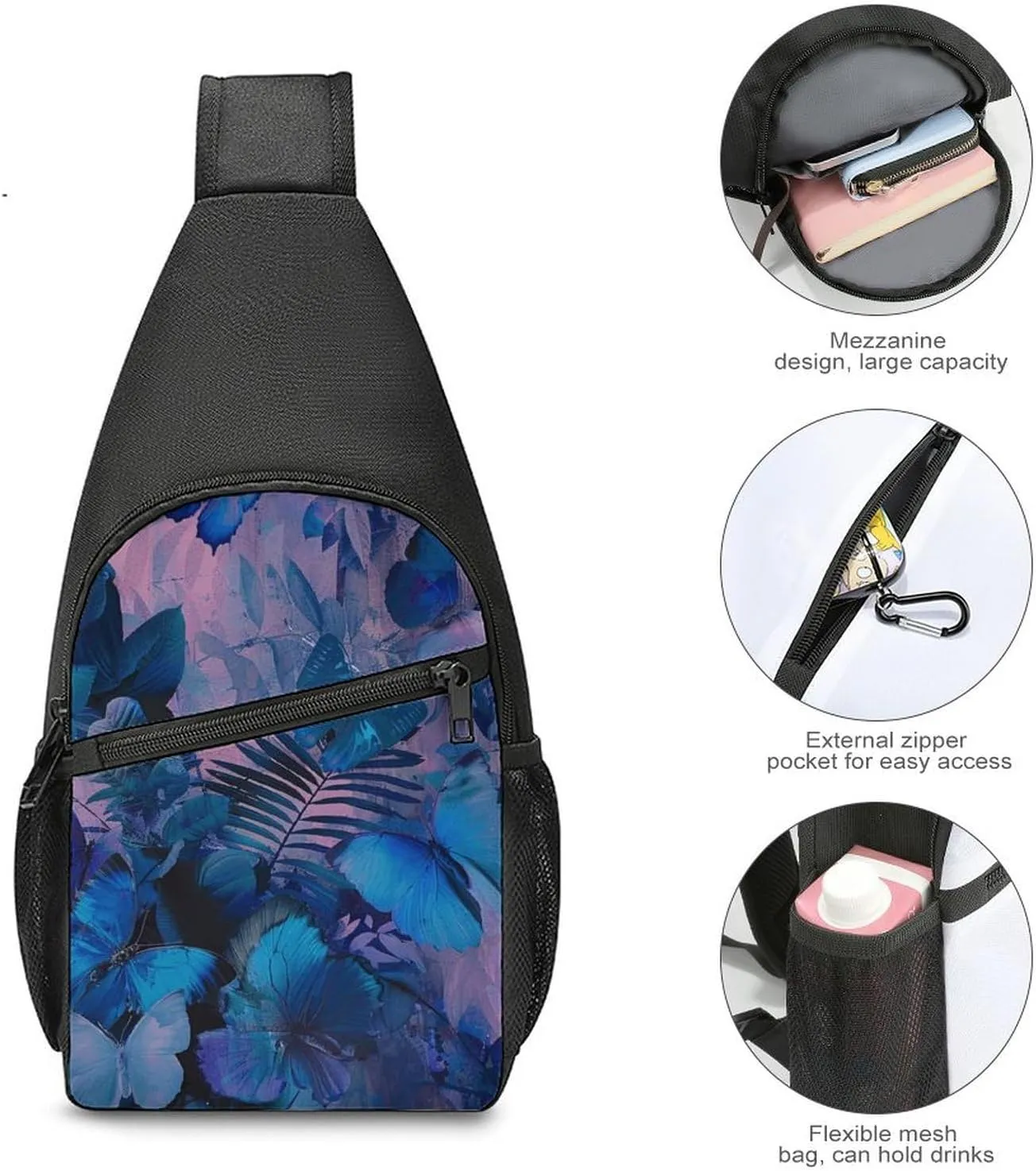 Crossbody Bag for Women Men Sling Bag Next to The Table Chest Bag Crossbody Adjustable Shoulder Bag