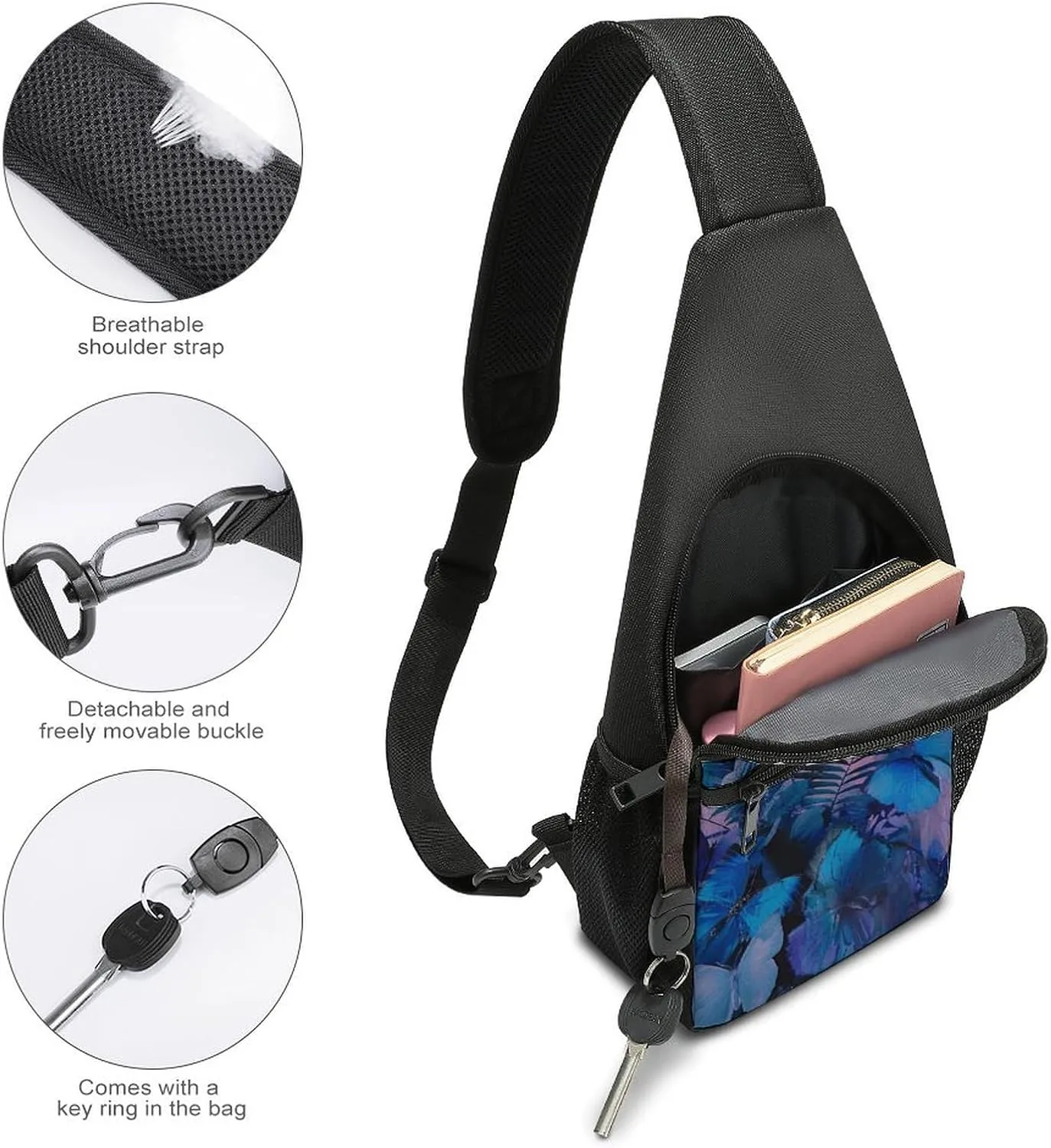 Crossbody Bag for Women Men Sling Bag Next to The Table Chest Bag Crossbody Adjustable Shoulder Bag