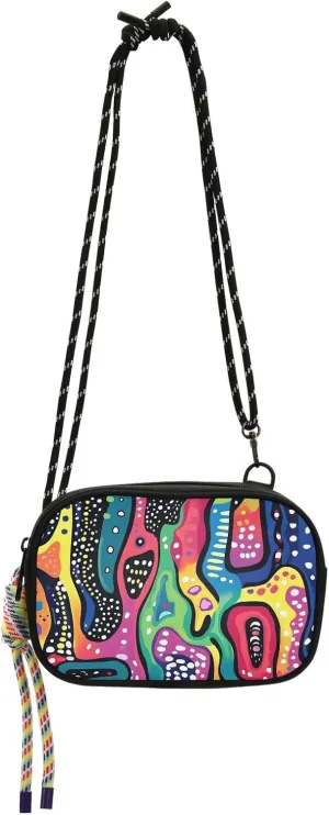 Crossbody Bags Abstract Fluid print, Fabric Mini Phone Purse for Women Men with Removeable Strap for Travel Hiking