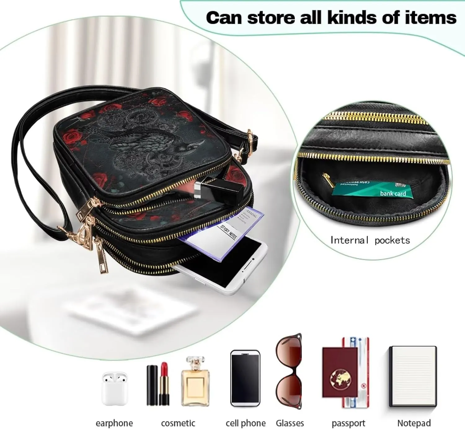 Crossbody Bags for Women Small Size Travel Leather Shoulder Purses Mini Satchel Bag