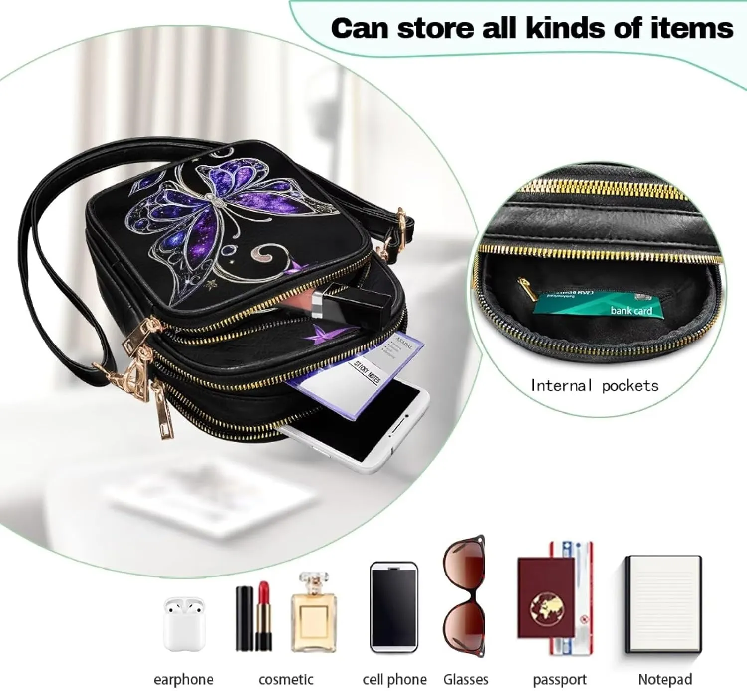 Crossbody Bags for Women Small Size Travel Leather Shoulder Purses Mini Satchel Bag