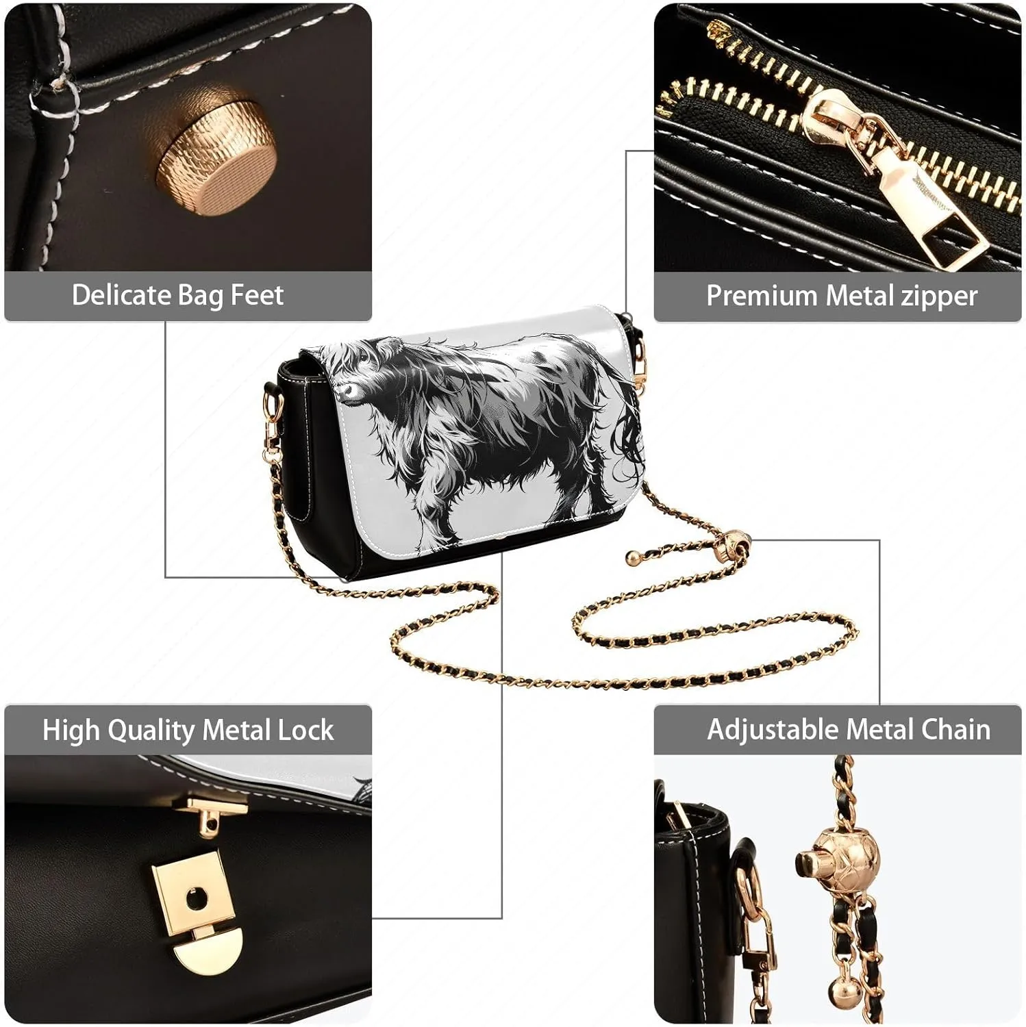 Crossbody Bags for Women Trendy Women's Black Shoulder Bag Small PU Leather Flap Cross Body Bag Handbags