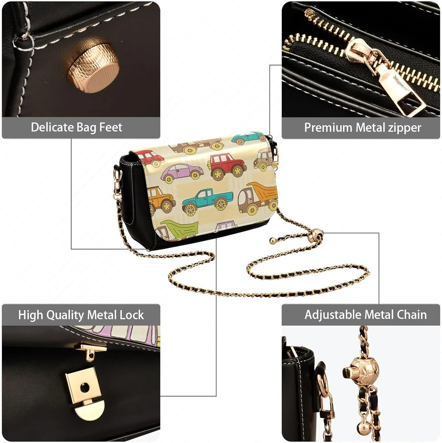 Crossbody Bags for Women Trendy Women's Black Shoulder Bag Small PU Leather Flap Cross Body Bag Handbags