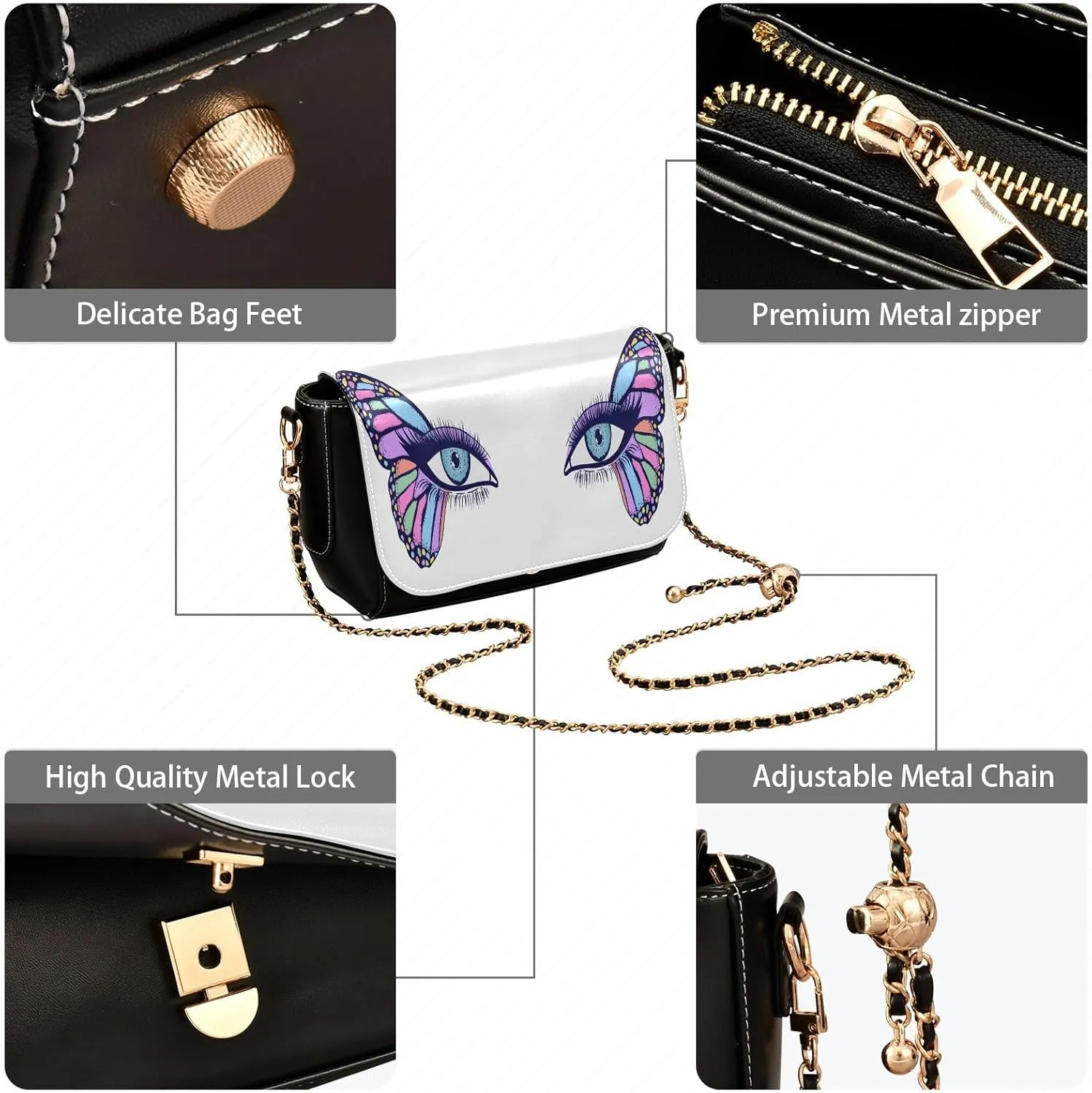 Crossbody Bags for Women Trendy Women's Black Shoulder Bag Small PU Leather Flap Cross Body Bag Handbags