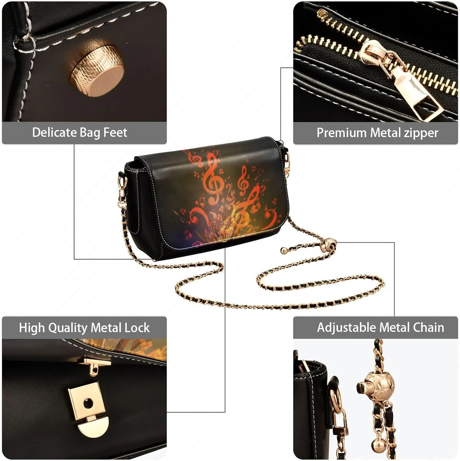 Crossbody Bags for Women Trendy Women's Black Shoulder Bag Small PU Leather Flap Cross Body Bag Handbags