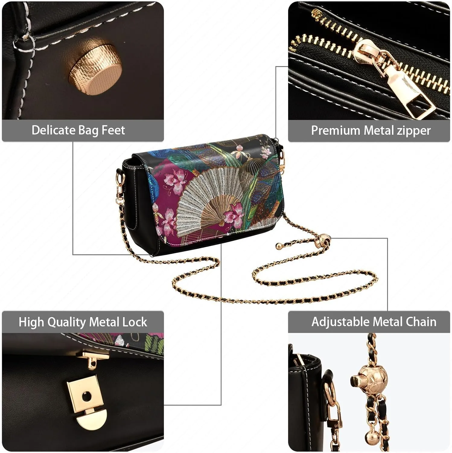 Crossbody Bags for Women Trendy Women's Black Shoulder Bag Small PU Leather Flap Cross Body Bag Handbags
