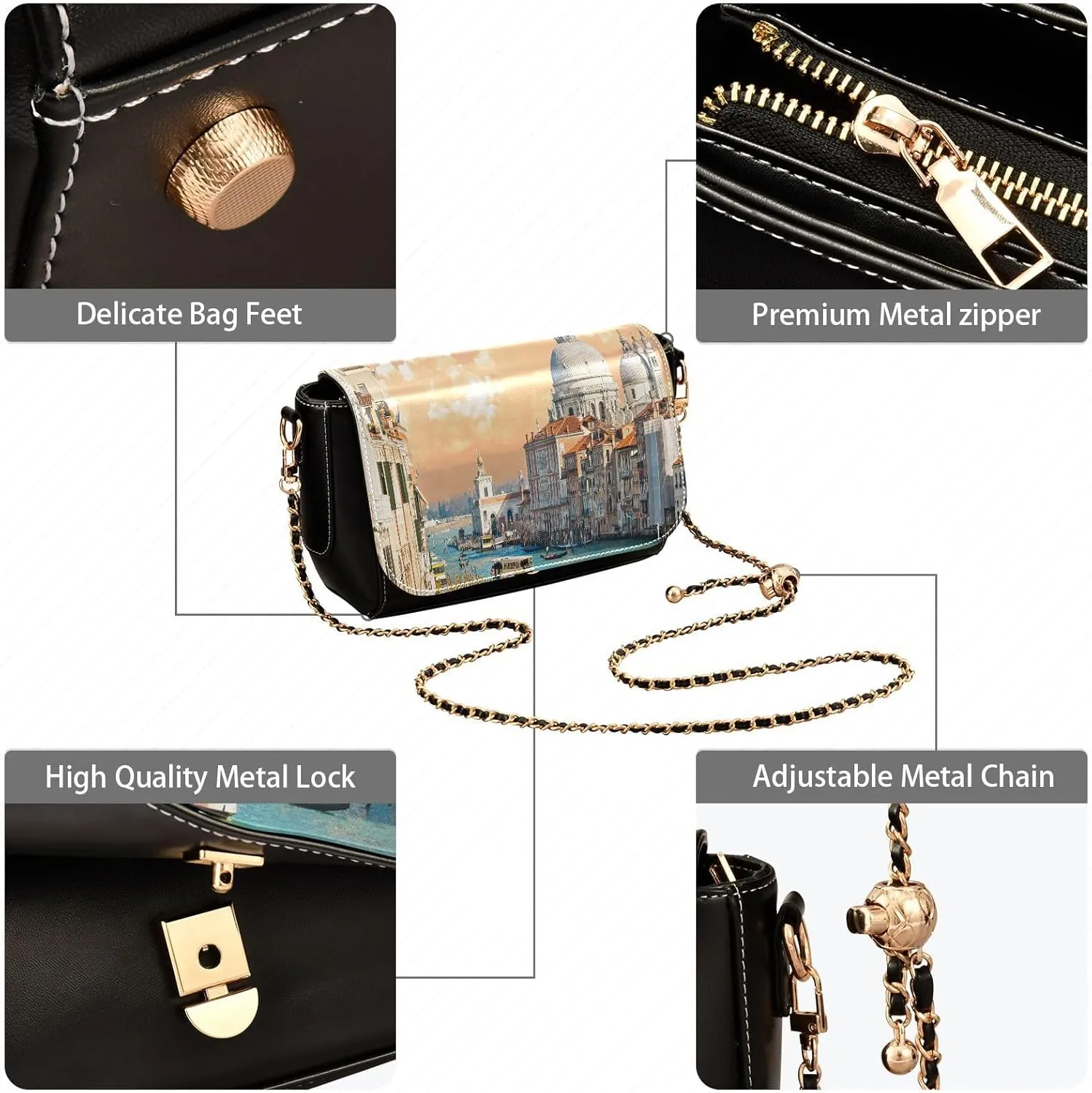 Crossbody Bags for Women Trendy Women's Black Shoulder Bag Small PU Leather Flap Cross Body Bag Handbags
