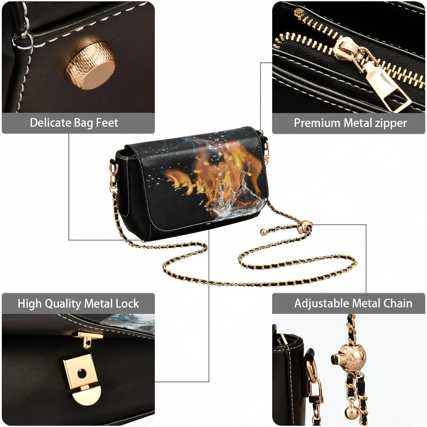 Crossbody Bags for Women Trendy Women's Black Shoulder Bag Small PU Leather Flap Cross Body Bag Handbags