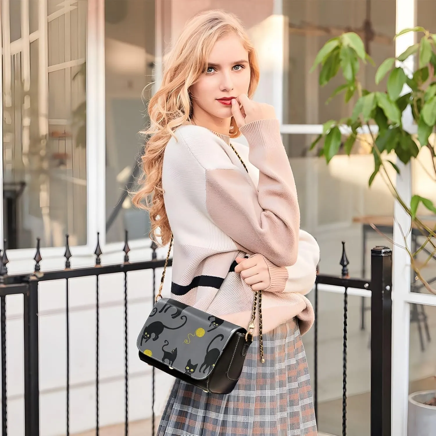 Crossbody Bags for Women Trendy Women's Black Shoulder Bag Small PU Leather Flap Cross Body Bag Handbags