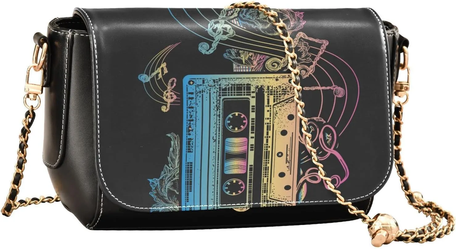 Crossbody Bags for Women Trendy Women's Black Shoulder Bag Small PU Leather Flap Cross Body Bag Handbags