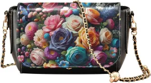 Crossbody Bags for Women Trendy Women's Black Shoulder Bag Small PU Leather Flap Cross Body Bag Handbags