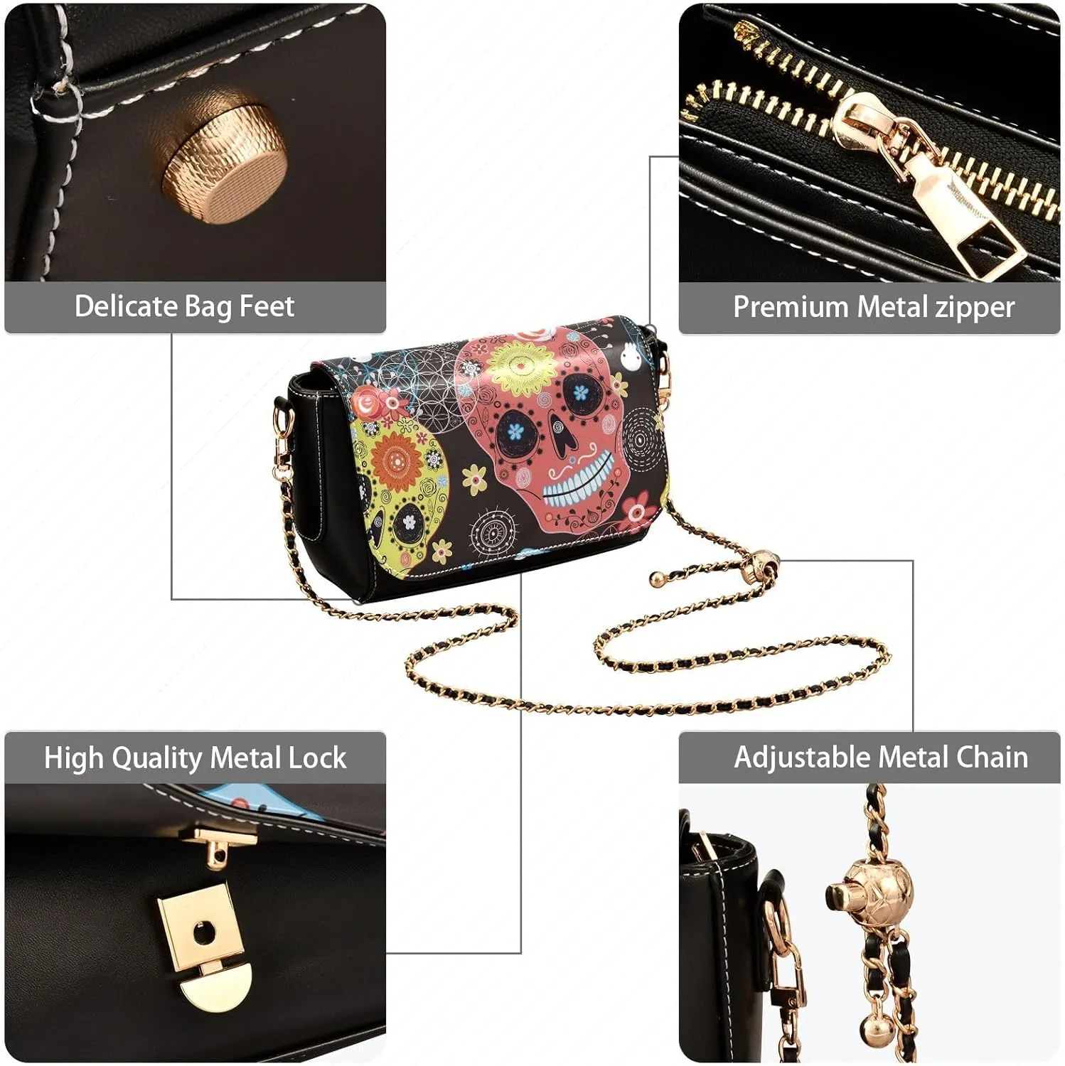 Crossbody Bags for Women Trendy Women's Black Shoulder Bag Small PU Leather Flap Cross Body Bag Handbags