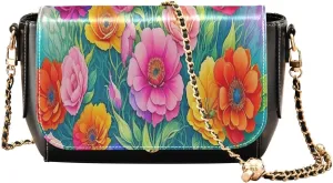 Crossbody Bags for Women Trendy Women's Black Shoulder Bag Small PU Leather Flap Cross Body Bag Handbags