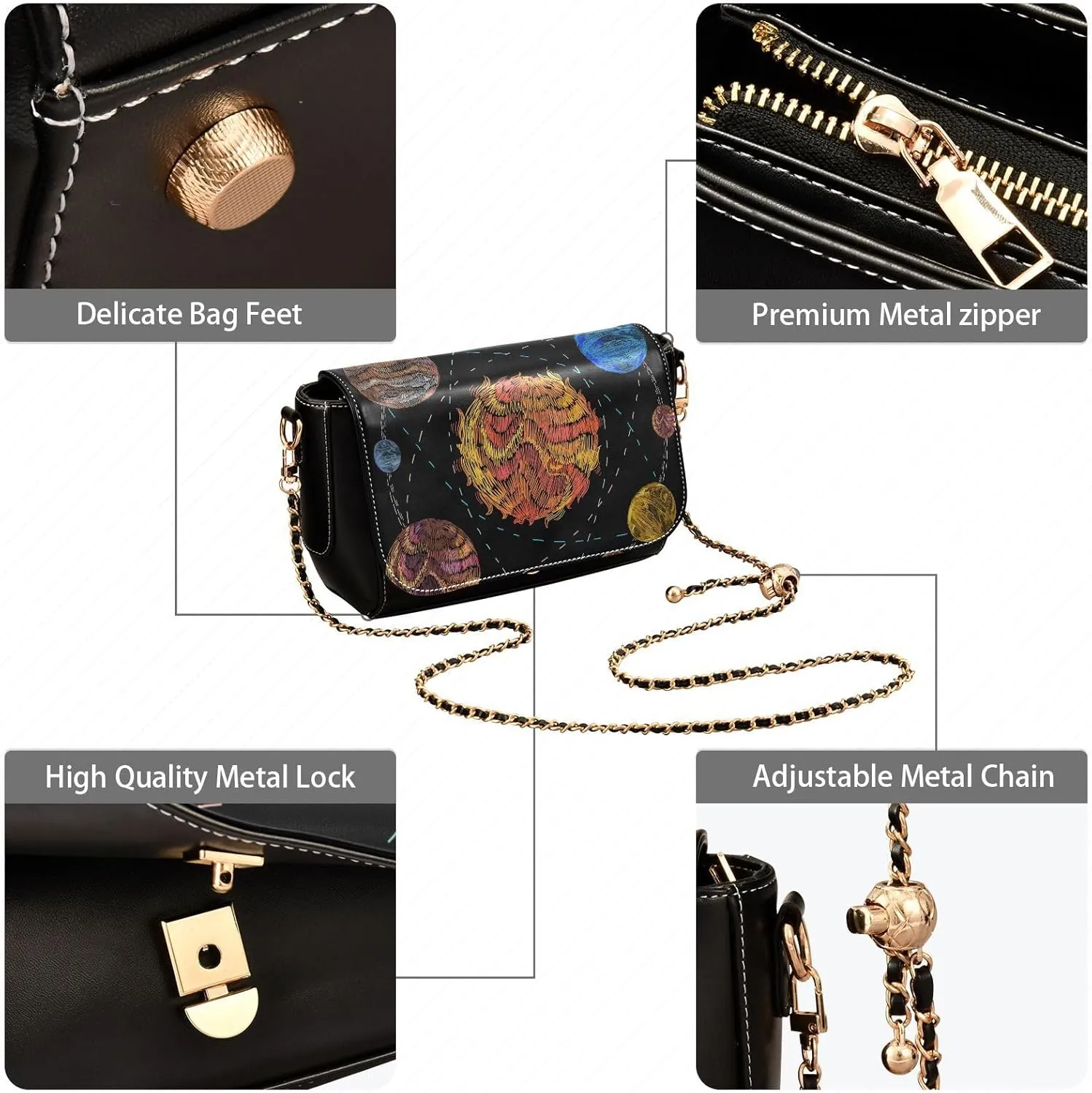 Crossbody Bags for Women Trendy Women's Black Shoulder Bag Small PU Leather Flap Cross Body Bag Handbags