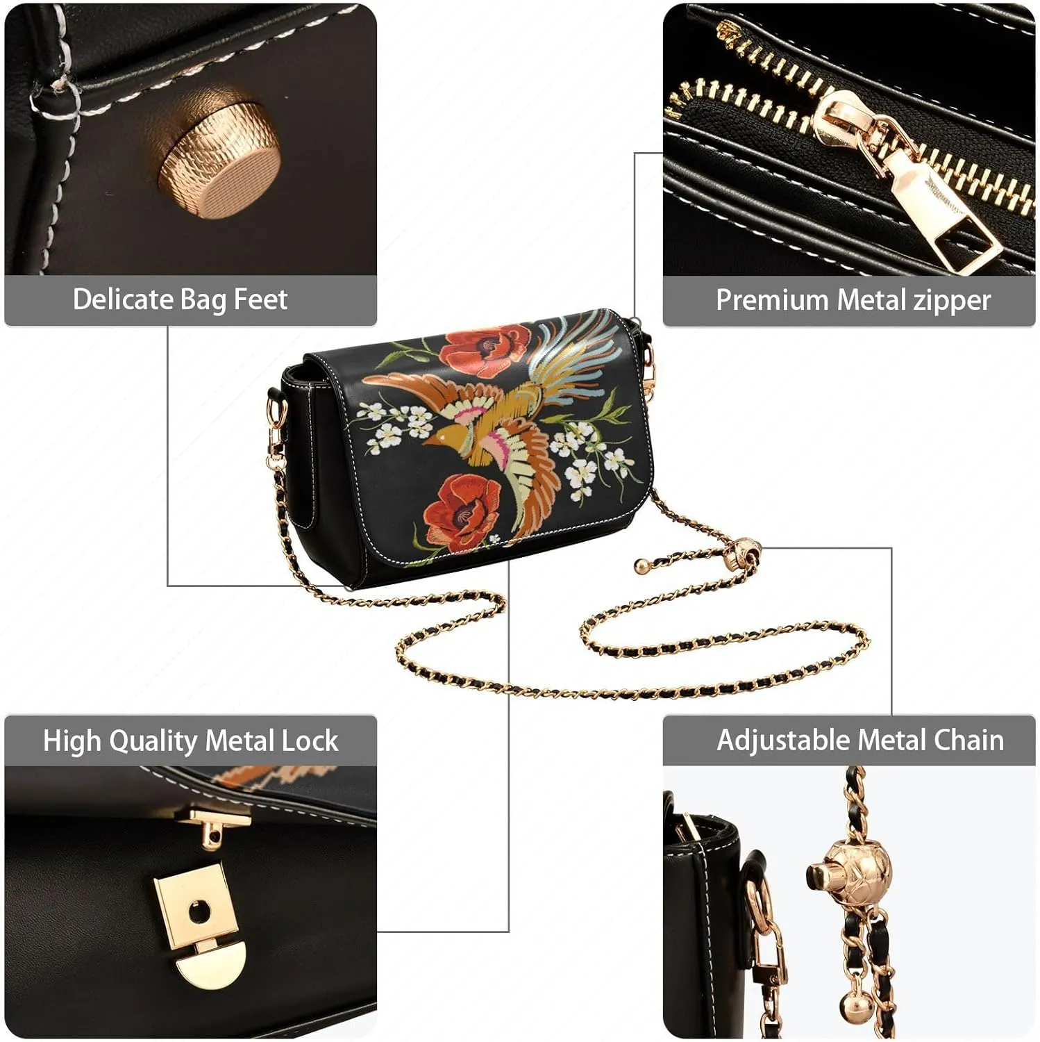 Crossbody Bags for Women Trendy Women's Black Shoulder Bag Small PU Leather Flap Cross Body Bag Handbags