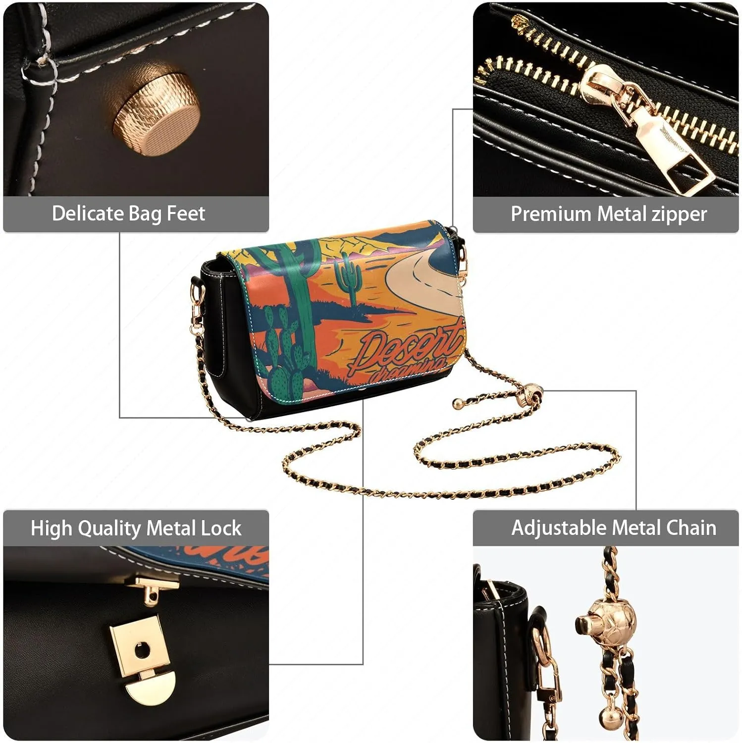 Crossbody Bags for Women Trendy Women's Black Shoulder Bag Small PU Leather Flap Cross Body Bag Handbags