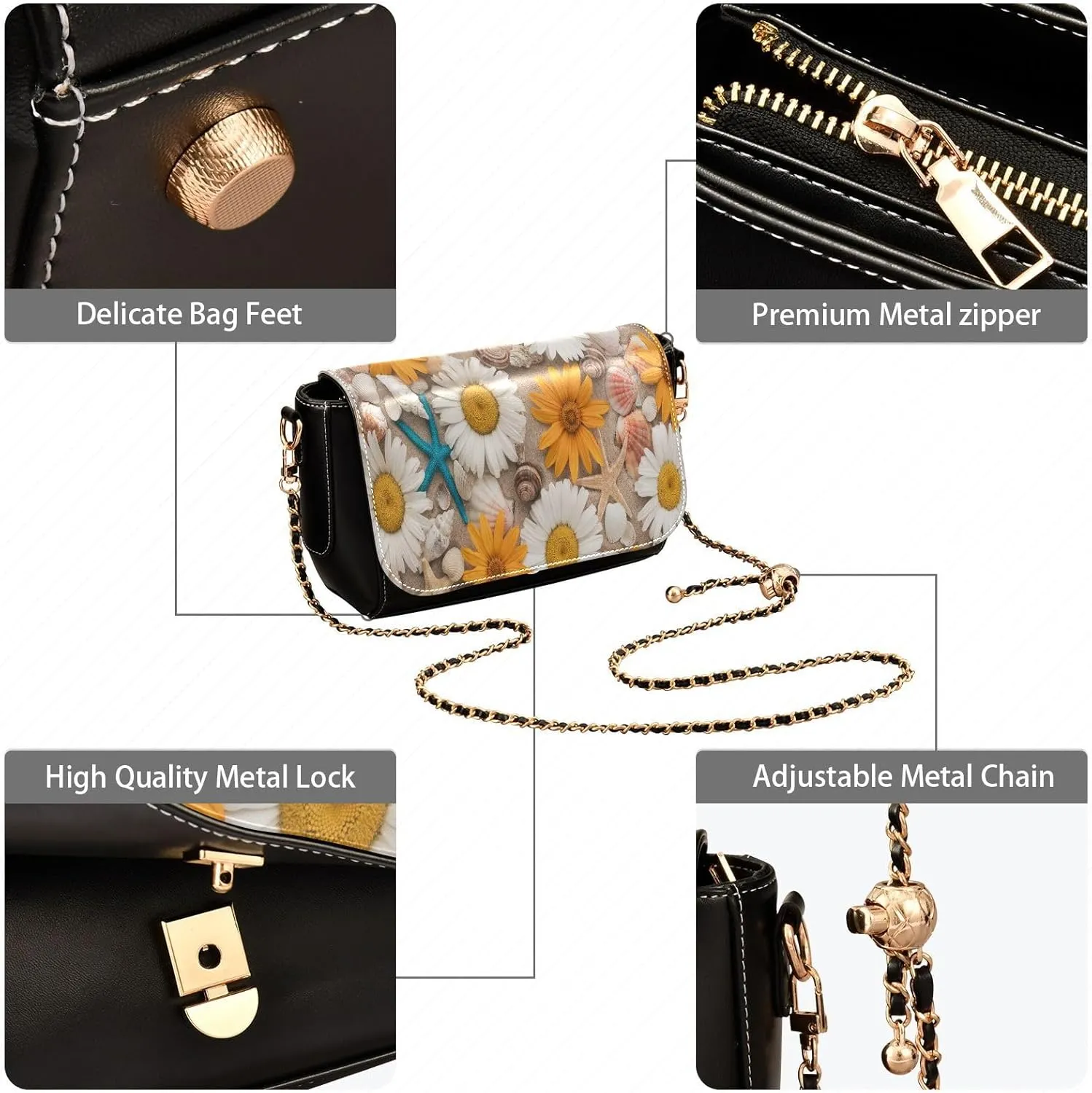 Crossbody Bags for Women Trendy Women's Black Shoulder Bag Small PU Leather Flap Cross Body Bag Handbags