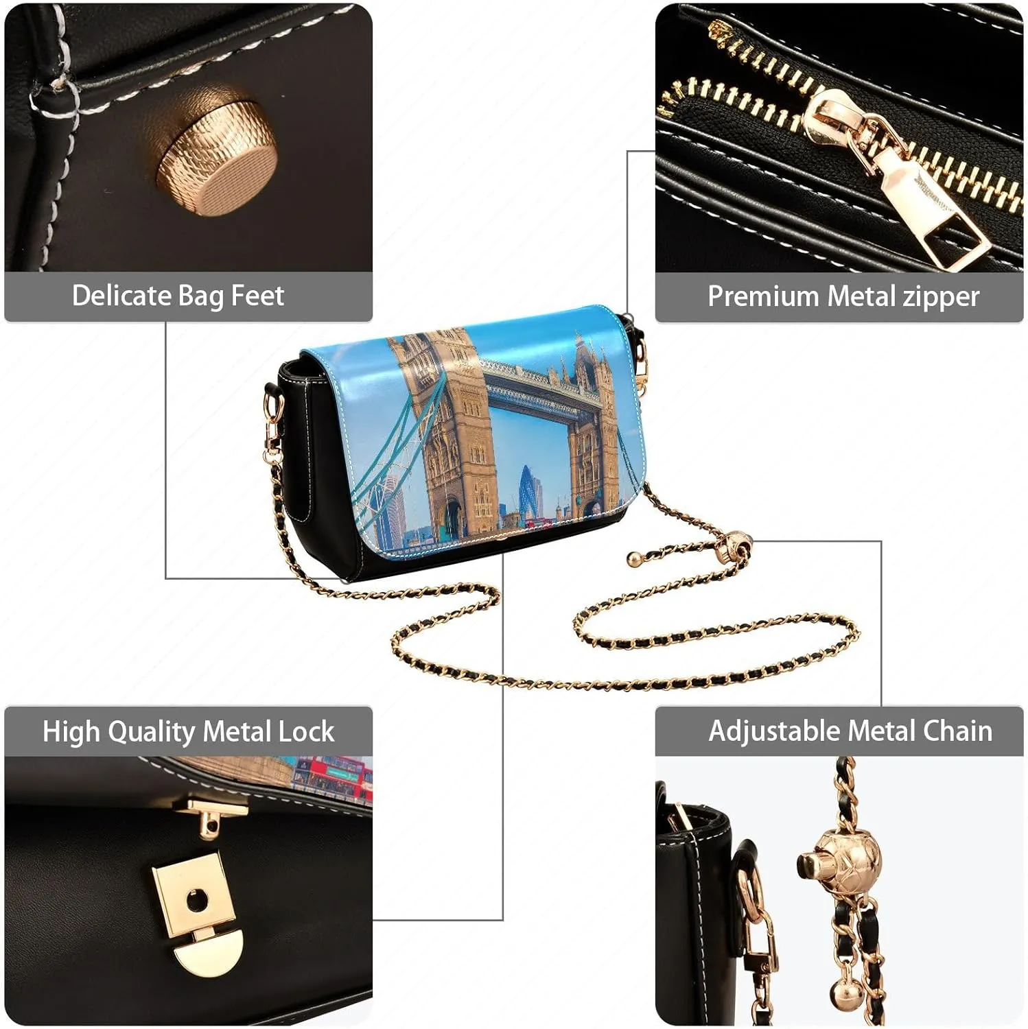Crossbody Bags for Women Trendy Women's Black Shoulder Bag Small PU Leather Flap Cross Body Bag Handbags
