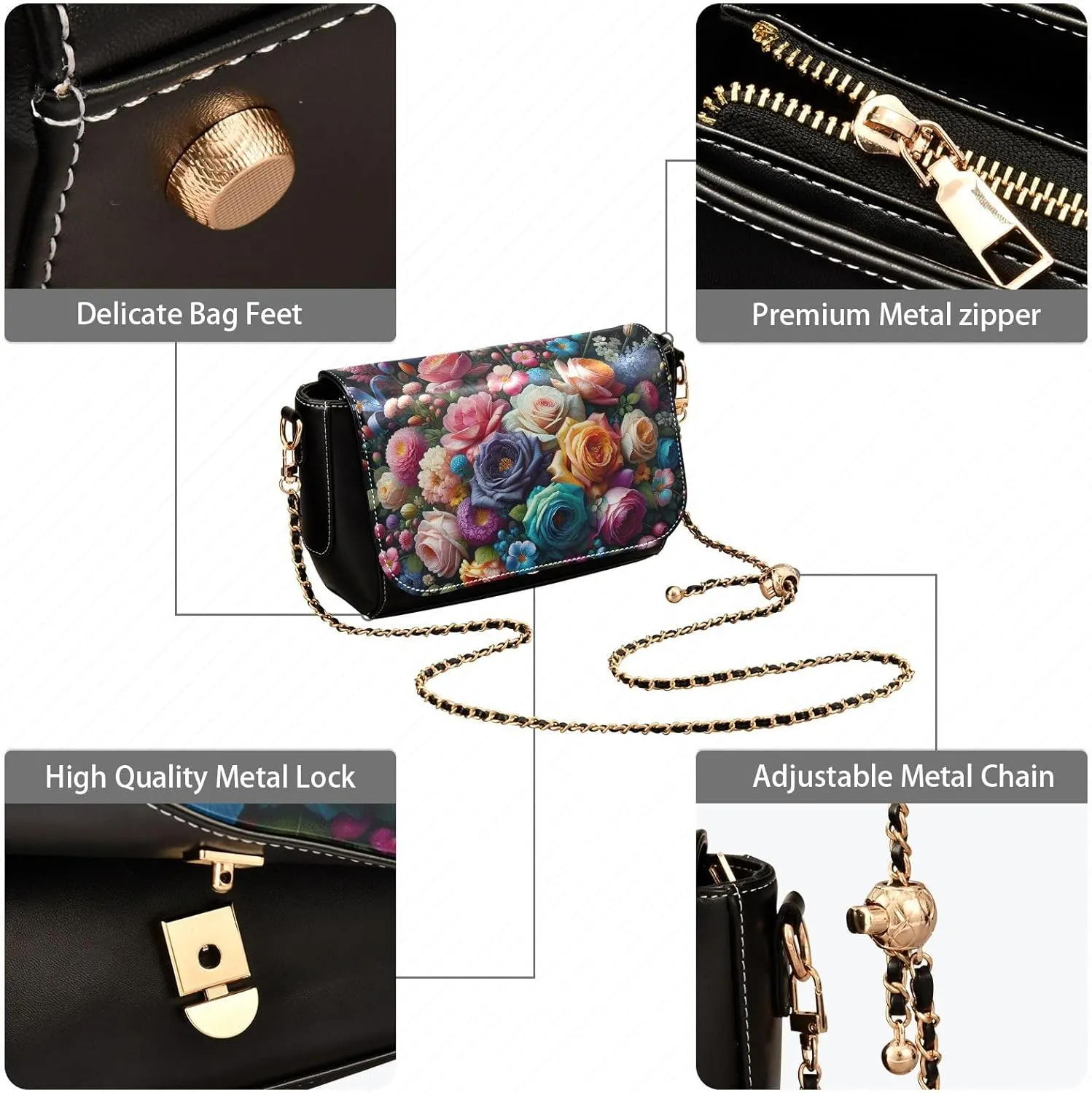 Crossbody Bags for Women Trendy Women's Black Shoulder Bag Small PU Leather Flap Cross Body Bag Handbags