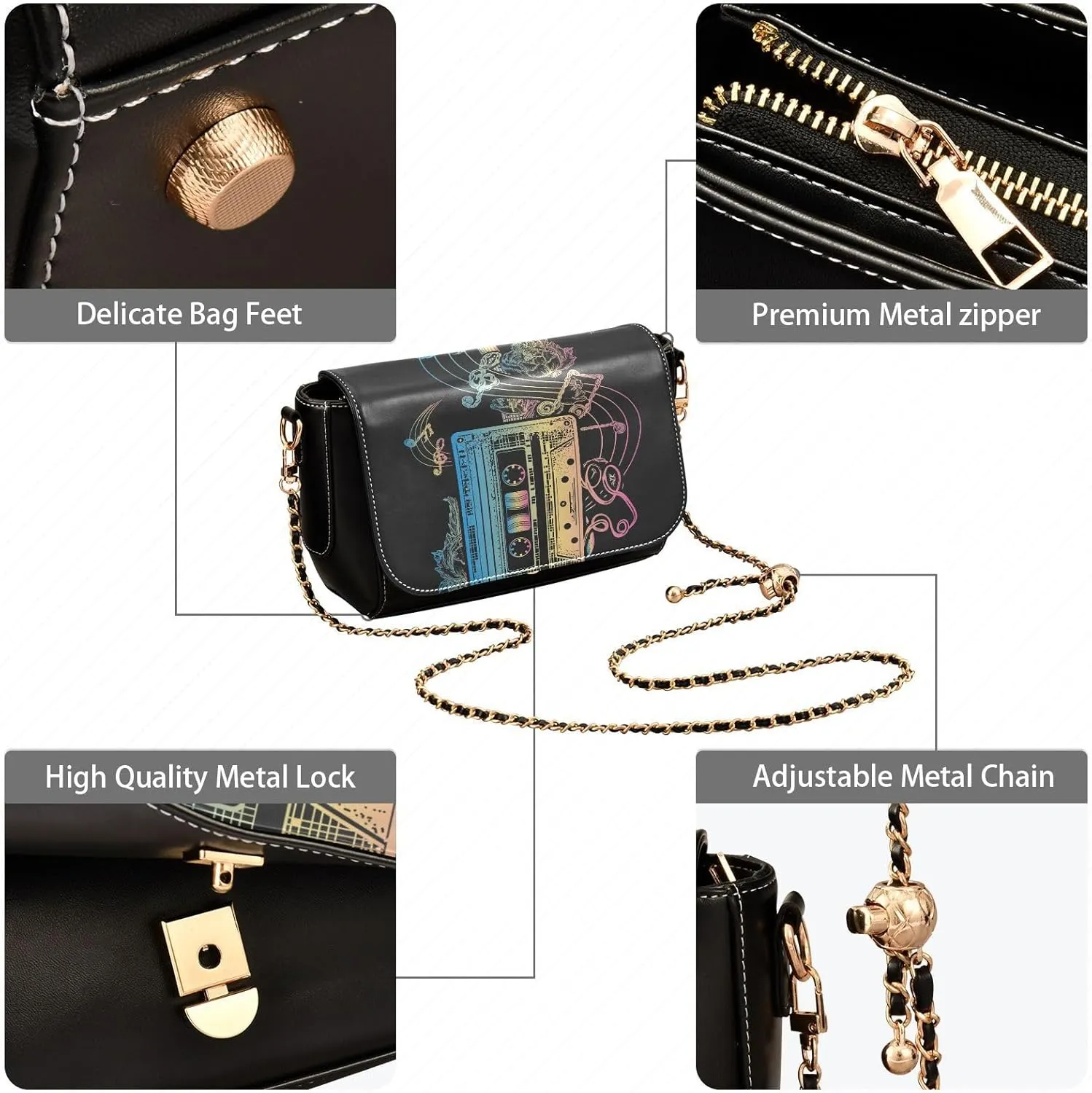 Crossbody Bags for Women Trendy Women's Black Shoulder Bag Small PU Leather Flap Cross Body Bag Handbags