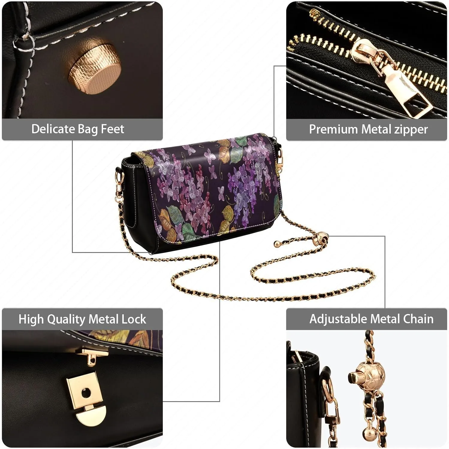 Crossbody Bags for Women Trendy Women's Black Shoulder Bag Small PU Leather Flap Cross Body Bag Handbags