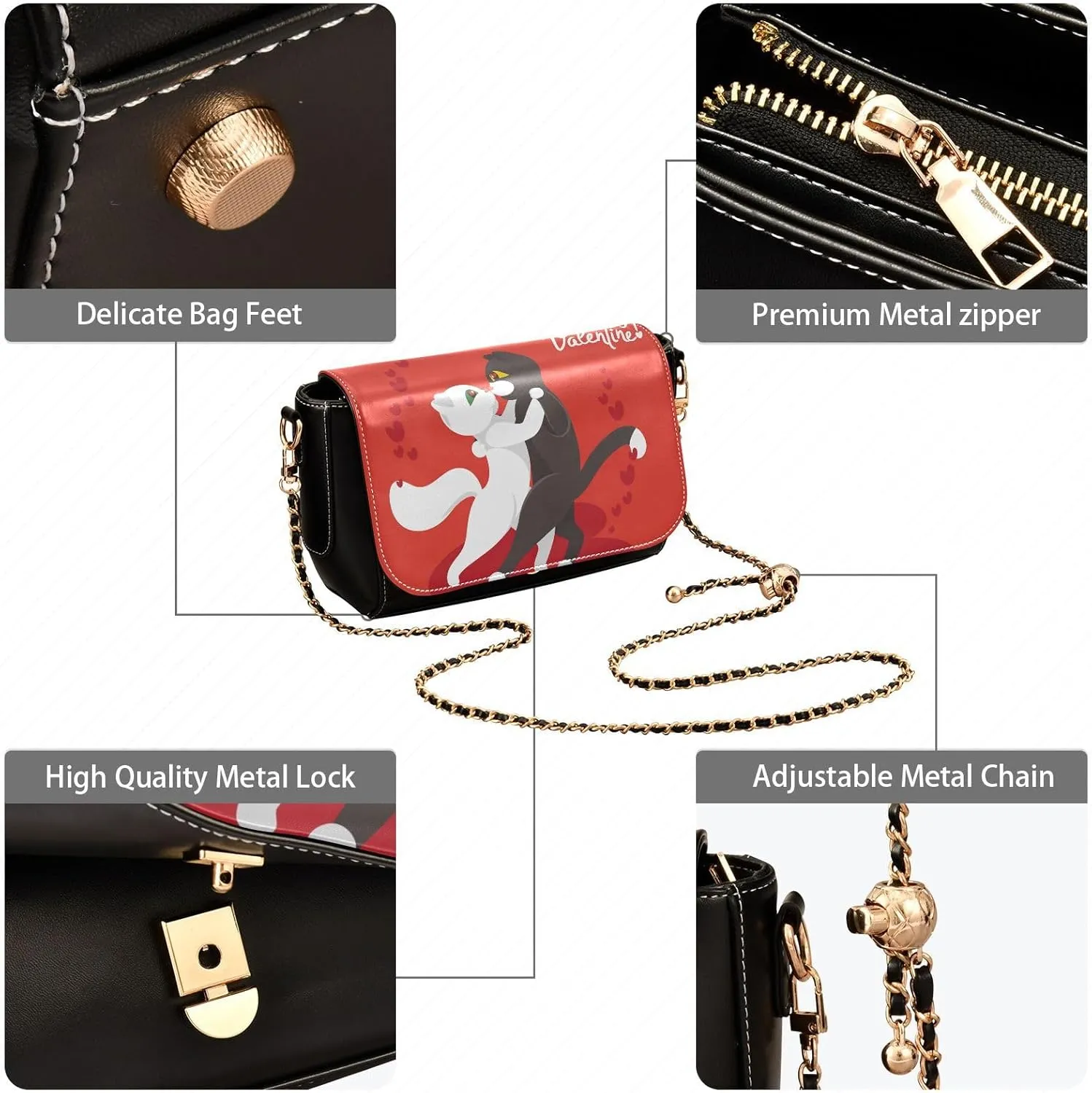 Crossbody Bags for Women Trendy Women's Black Shoulder Bag Small PU Leather Flap Cross Body Bag Handbags