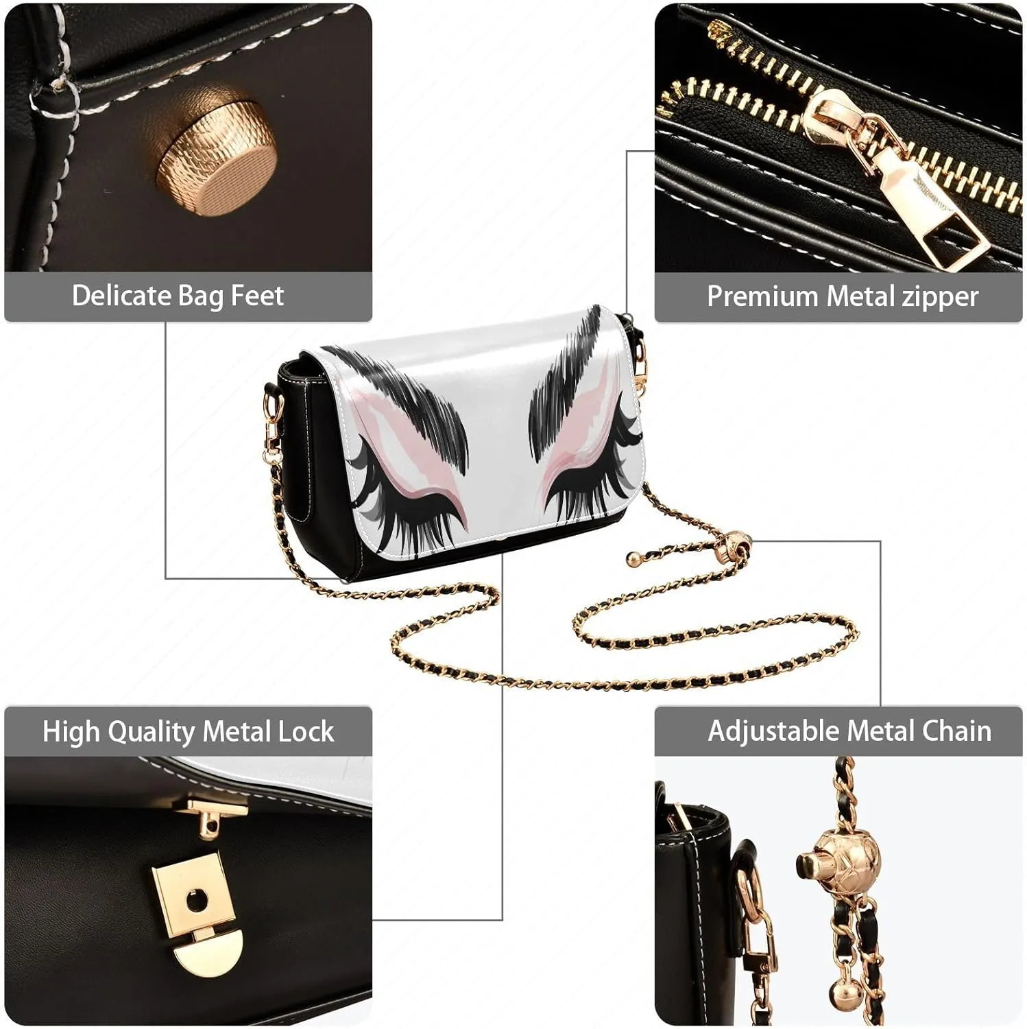 Crossbody Bags for Women Trendy Women's Black Shoulder Bag Small PU Leather Flap Cross Body Bag Handbags